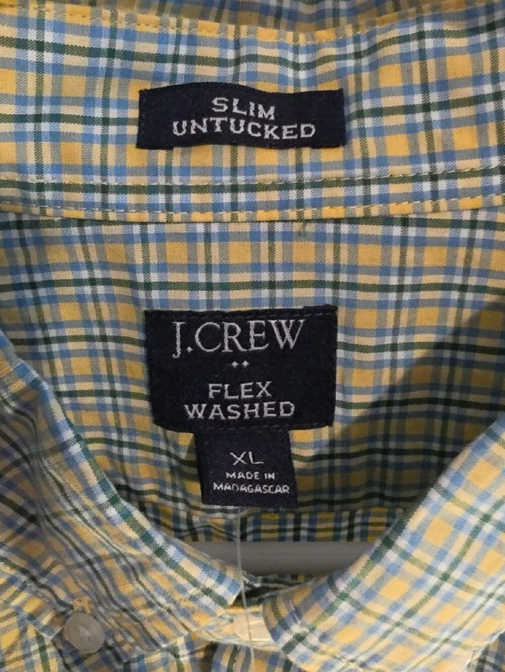 NEW! J. Crew Men’s Yellow and Blue Plaid Button-Down Shirt XL